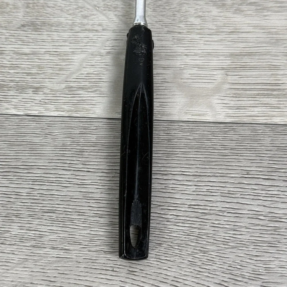 VTG EKCO Chromium Plated 10 inch Slotted Spatula Turner Black Handle USA Utensil